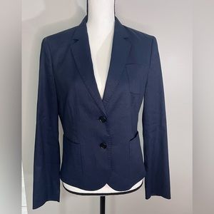 Brooks Brothers Womens Navy Blue Linen 2 Button Blazers Jacket Size 10P Lined